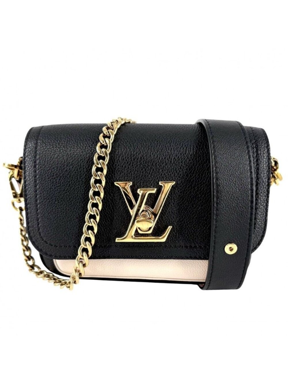 Louis Vuitton 2-Way Lockme TenHandbag Shoulder Bag LV Turnlock Leather Black